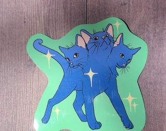 Purrberus / Cat Sticker / Three Headed Cat / Vinyl Sticker / Scrapbooking / Hydroflask / Hydroflask Sticker / Spooky / Black cat sticker