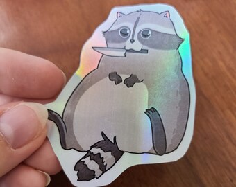 Gevaar wasbeer sticker/wasbeer sticker/vinyl sticker/journaling/scrapbooking/Hydroflask/Hydroflask sticker/holografisch