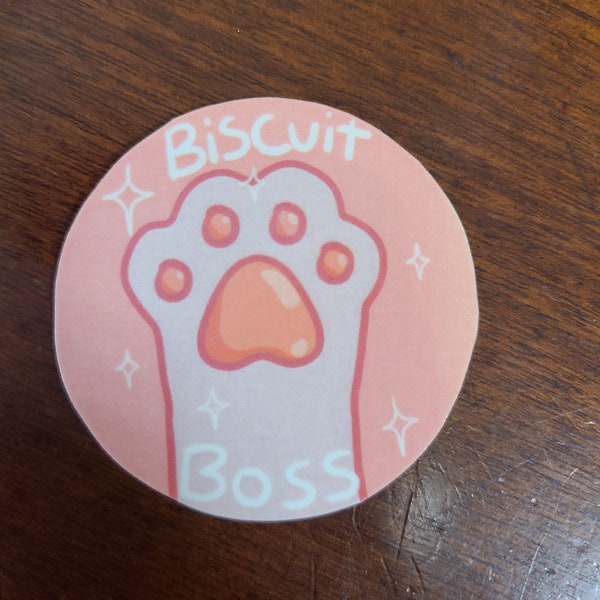 Biscuit Boss Sticker / Cat Sticker / Cute Sticker / Vinyl Sticker / Stickers / Journaling / Cat Paw / Toe Beans