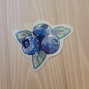 Sparkle Blueberry Sticker / Fruit Sticker / Vinyl Sticker / Journaling / Scrapbooking /Hydroflask Sticker / Blueberry / coquette