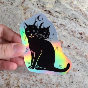 Two Headed Cat Sticker / Two Headed Cat / Vinyl Sticker / Journaling / Scrapbooking / Hydroflask /Hydroflask Sticker / Holo sticker / Spooky