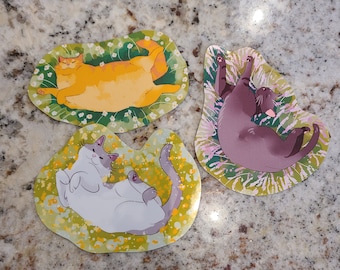 Flower Kitty Stickers / Cat Stickers / Vinyl Sticker / Journaling / Scrapbooking / Hydroflask /Hydroflask Sticker / Cat / orange cat