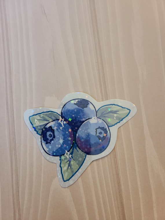 Sparkle Blueberry Sticker / Fruit Sticker / Vinyl Sticker / Journaling / Scrapbooking /Hydroflask Sticker / Blueberry / coquette