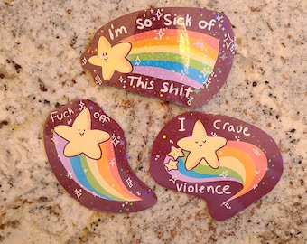 スターステッカー / 面白いステッカー / ビニールステッカー / ジャーナリング / スクラップブッキング / ハイドロフラスク / ハイドロフラスクステッカー / レインボー / レインボーステッカー