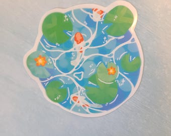 Adesivo de lagoa de carpas / Adesivo de carpas / Adesivo de vinil / Diário / Scrapbooking / Hydroflask / Adesivo de Hydroflask / Peixe / Adesivo estético