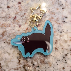 Danger Cat Keychain / Keychain/ Cute Keychain / Black Cat / Cat / Gifts / Gift / Cute Cat / Danger Cat