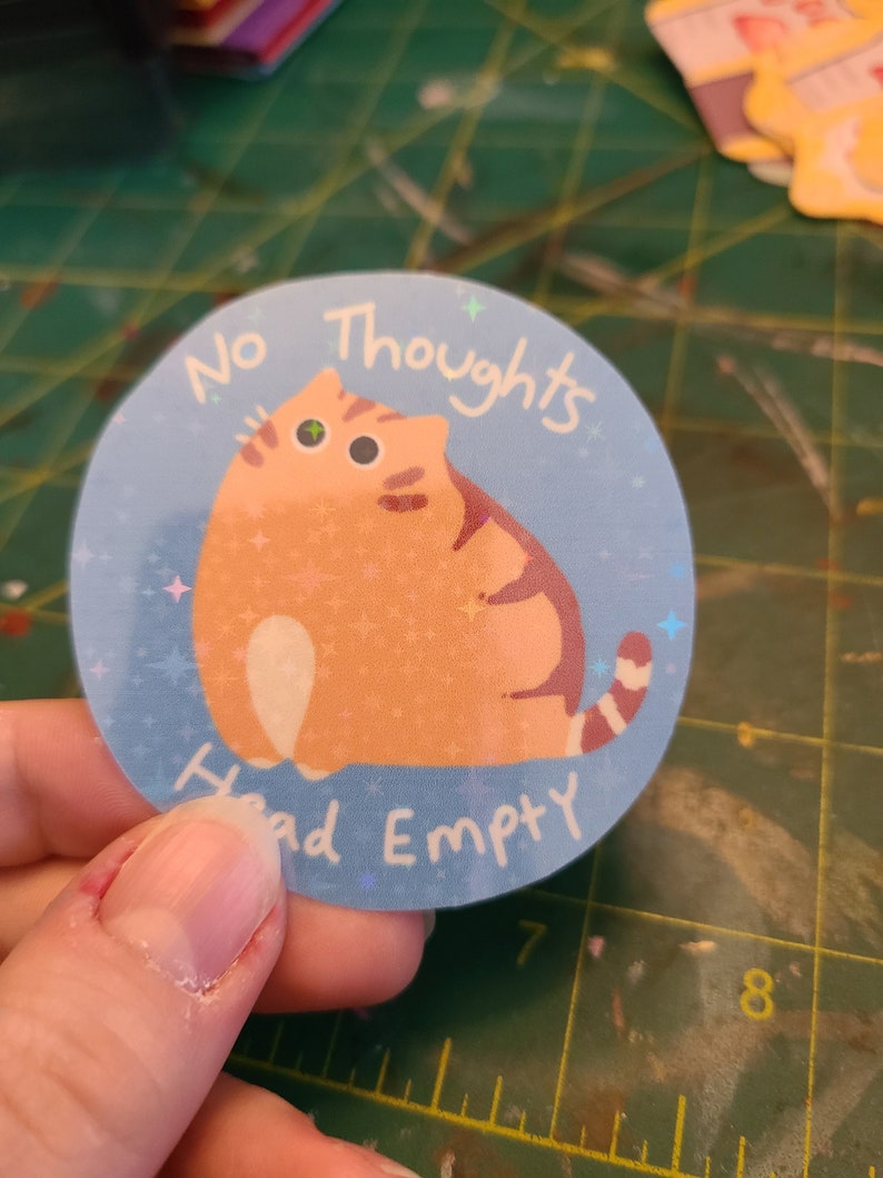 No Thoughts Head Empty / Cat Sticker / Vinyl Sticker / Journaling / Scrapbooking / Hydroflask /Hydroflask Sticker / Cat image 10