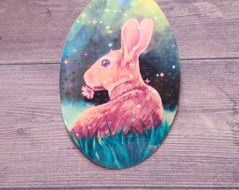 Rabbit Sticker / Painted sticker  / Vinyl Sticker / Journaling / Scrapbooking / originsl art / Cottagecore Sticker / spring