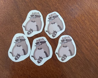 Mini Danger Raccoon Stickers / Raccoon Sticker / Vinyl Sticker / Journaling / Scrapbooking / Hydroflask /Hydroflask Sticker / Small Stickers