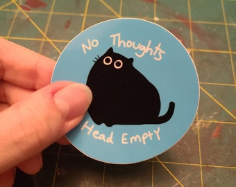 Geen gedachten hoofd leeg / kat sticker / vinyl sticker / journaling / scrapbooking / Hydroflask /Hydroflask sticker / kat