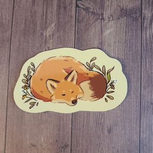 Sleepy Fox Sticker / Fox Sticker / Vinyl Sticker / Journaling / Scrapbooking /Hydroflask Sticker / Fox / Waterproof Sticker / Big Sticker