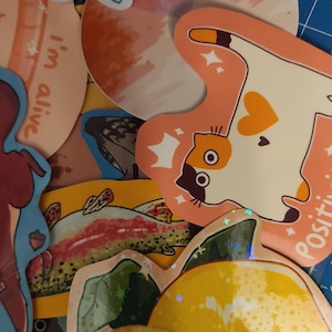 Mystery Sticker Pack / 5 or 10 Sticker Pack / Cute Stationary / Mystery Bag / Hydroflask/ Aesthetic / Journaling/ Vinyl Stickers
