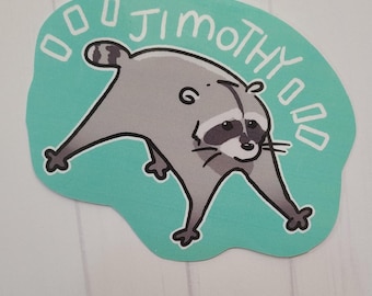 Jimothy / Pegatina de mapache / Pegatina de mapache / Pegatina de vinilo / Diario / Scrapbooking / Hydroflask / Pegatina Hydroflask / Holográfica