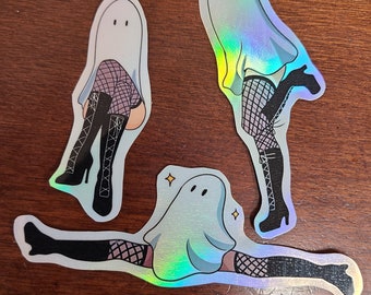 3 Ghost Babes Aufkleber / Holografischer Aufkleber / Sticker Pack / Gespenst Aufkleber / Gespenst / Halloween / Aufkleber / Vinyl Aufkleber