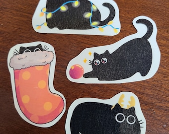 Christmas Kitty Stickers / Cat Sticker / Vinyl Sticker / Journaling / Scrapbooking / Hydroflask /Hydroflask Sticker / Cat / Sticker Pack