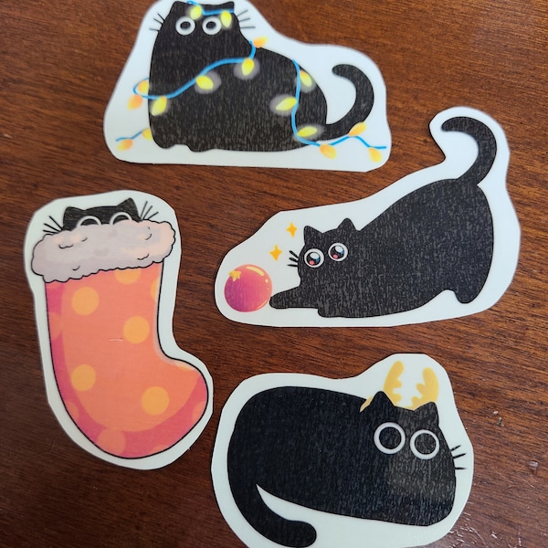 Christmas Kitty Stickers / Cat Sticker / Vinyl Sticker / Journaling / Scrapbooking / Hydroflask /Hydroflask Sticker / Cat / Sticker Pack