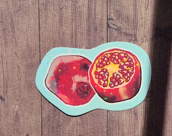 Sparkle Pomegranate Sticker / Fruit Sticker / Vinyl Sticker / Journaling / Scrapbooking /Hydroflask Sticker / Pomegranate / coquette