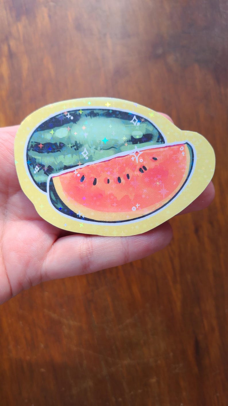 Retro Watermelon Sticker Sparkle Watermelon Sticker / Fruit Sticker / Vinyl Sticker / Journaling ...