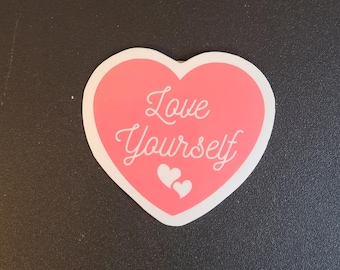 Pegatina de corazón / Pegatinas positivas / Pegatina de vinilo / Diario / Scrapbooking / Hydroflask / Pegatina Hydroflask / Ámate a ti mismo / vinilo