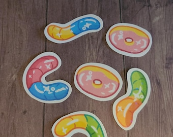 Gummy Worm Stickers / Worm Sticker / Vinyl Sticker / Journaling / Scrapbooking / Hydroflask / Hydroflask Sticker / Funny Sticker / vinyl