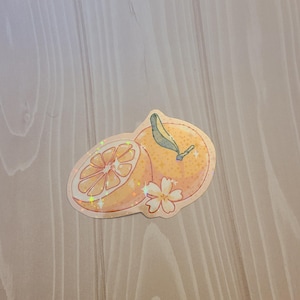 Sparkle Orange Sticker / Fruit Sticker / Vinyl Sticker / Journaling / Scrapbooking /Hydroflask Sticker / Orange / coquette / Citrus