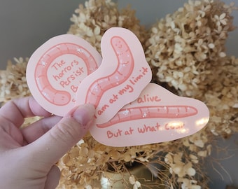 Tired Worm Stickers / Worm Sticker / Vinyl Sticker / Journaling / Scrapbooking / Hydroflask / Hydroflask Sticker / Funny Sticker / vinyl