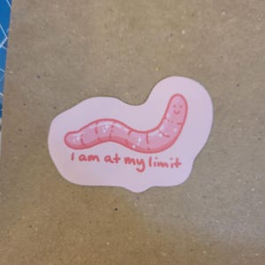 At My Limit Magnet / Fridge Magnet / Funny Decor / Worm Magnet / Worm / Halloween / Cute Decor / Joke Gift / office decor / Funny Gift