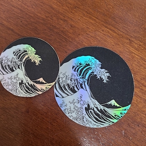 Ola de Kanagawa / Pegatina holográfica / Hidroflask / Estética / Pegatina resistente al agua / Pequeñas empresas / Diario / Pegatina de vinilo