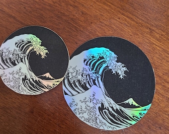 Wave of Kanagawa/ Holographic Sticker/ Hydroflask/ Aesthetic/ Water Resistant Sticker/ Small Business/ Journaling / Vinyl Sticker