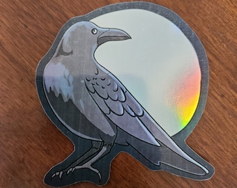 Holografische Krähe Aufkleber / Crow / Crow Aufkleber / Mond / Mond Aufkleber / Holografischer Aufkleber / Vinyl-Aufkleber / Geschenk / Journaling / Stationary