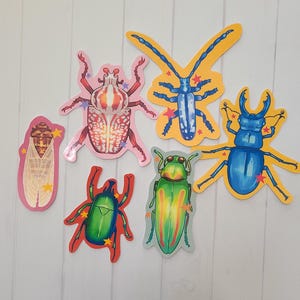 Six Bug Bros / Stickers Bundle / Water Resistant Stickers / Bug Stickers / Bugs / Beetle Sticker / Vinyl Sticker / Insect Stickers