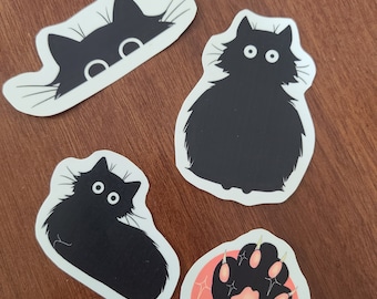 Cuatro Mully Black Cat / Stickers Bundle / Pegatinas resistentes al agua / Cat Stickers / Black Cat / Cat Sticker / Vinyl Sticker