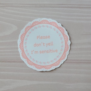 Pls don&#39;t yell Sticker / pink Sticker / Vinyl Sticker / Girly Sticker / Discounted Sticker / lace sticker / positive sticker