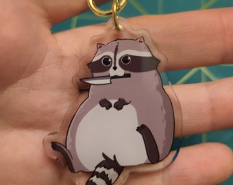 Danger Raccoon Keychain / Keychain/ Cute Keychain / Raccoon / Gifts / Gift / Cute