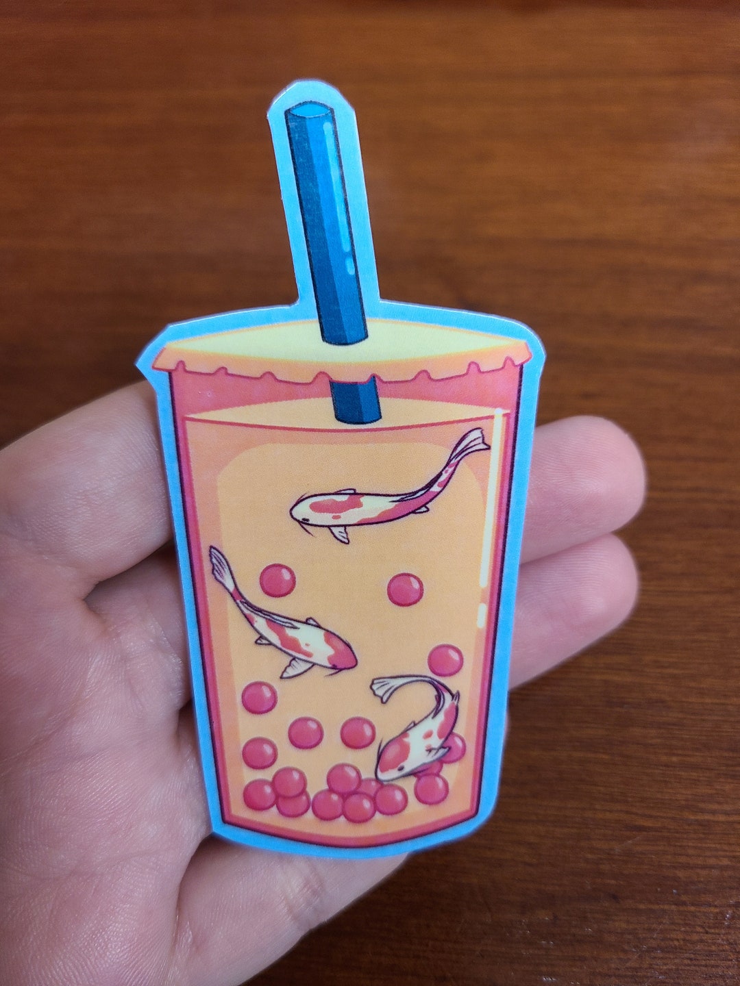 Koi Boba Sticker / Boba / Bubble Tea /koi Fish / Vinyl Sticker / Large