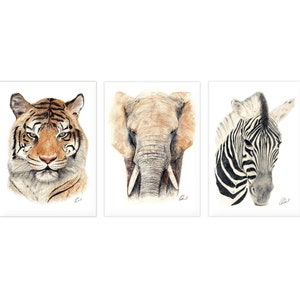 Póster impreso en tres tamaños con los animales de la jungla de su elección, para habitación infantil, póster para guardería, imagen del SAFARI EN LA SELVA, tamaño A4 o A3