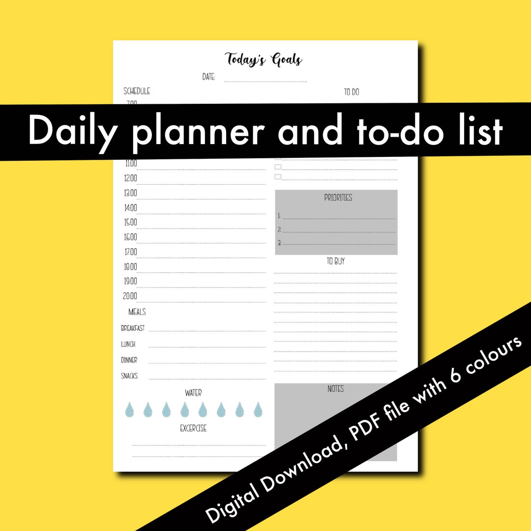 Daily Planner Day Planner Printable PDF Digital Download Organiser To ...