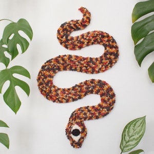 Big Snake Punch Needle Wall Art, Unique Snake Tufted Rug, Serpent Textile Wall Hanging, Snake Boho Tufted Wall Decor, Gift for Snake Lover