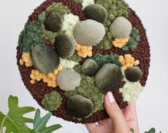 Moss Punch Needle Wall Hanging, Forest Floor Wall Decor, Moss Wall Rug, Unique Nature Wall Art, Forest Textile Art, Gift for Nature Lover