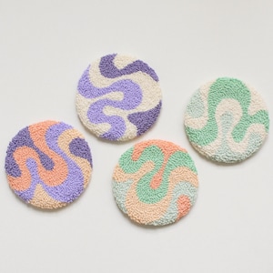 Punch Needle Coasters, Mug Rugs, Coffee Coasters, Danish Pastel Coaster, Tufted Coasters, Coffee Table Decor, Jewelry Display