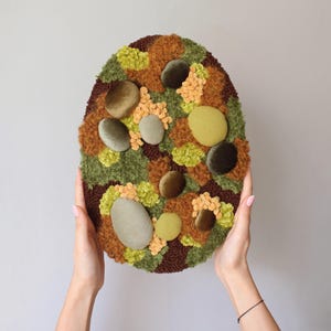 Autumn Textile Wall Art, Forest Floor Home Decor, Nature-inspired Artwork, Moss Tufted Wall Rug, Autumn Punch Needle Wall Decor, Moss Rug