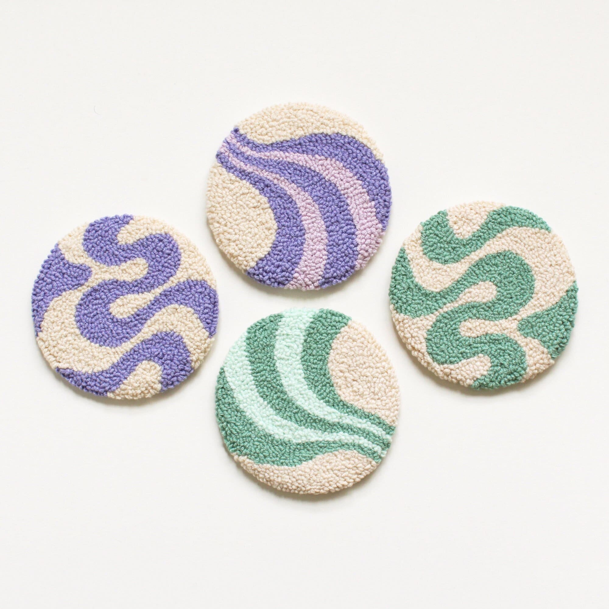 Punch Needle Coasters Mug Rugs Danish Pastel Coaster Tufted - Etsy