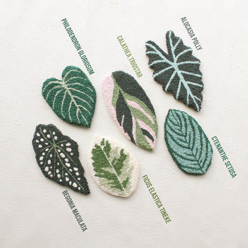 Plants Punch Needle Coasters, Tufted Drink Coaster, Plant Mug Rug, Coffee Table Decor, Tufted Mug Rug, Jewelry Display, Plant Lover Gift