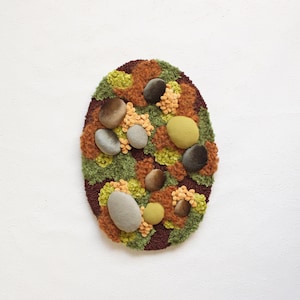 Autumn Textile Wall Art, Forest Floor Home Decor, Nature-inspired Artwork, Moss Tufted Wall Rug, Autumn Punch Needle Wall Decor, Moss Rug