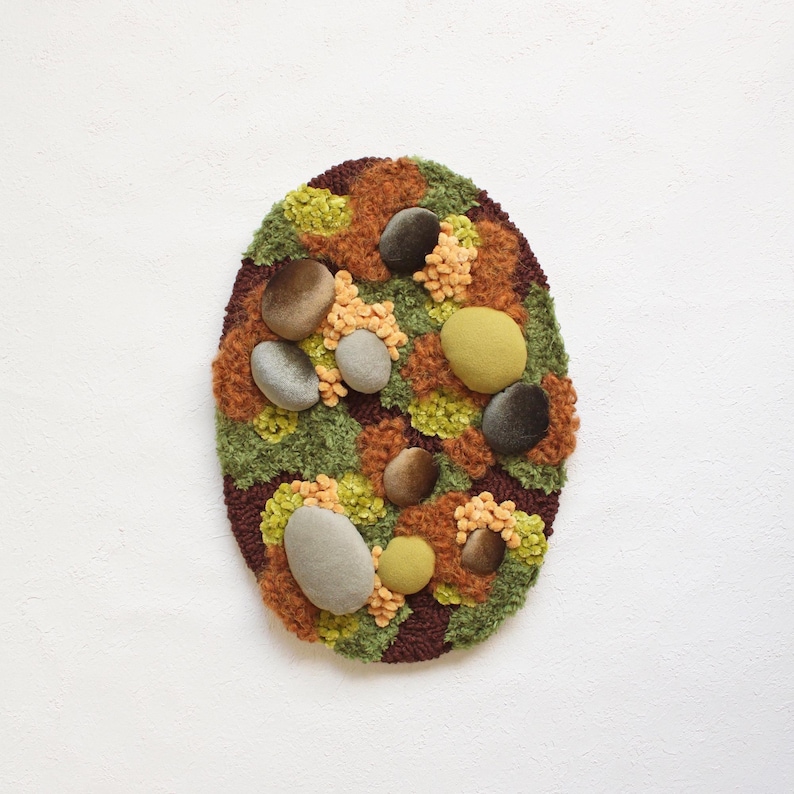 Autumn Textile Wall Art, Forest Floor Home Decor, Nature-inspired Artwork, Moss Tufted Wall Rug, Autumn Punch Needle Wall Decor, Moss Rug
