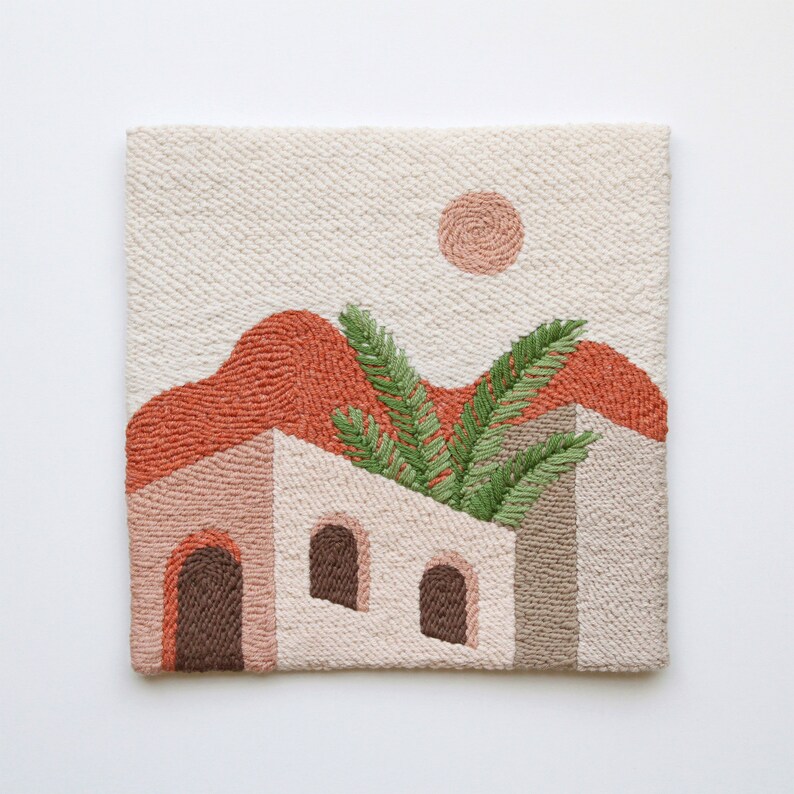 Punch Needle Wall Art, Boho Tufted Rug, Boho Wall Hanging, Terracotta Textile Art, Boho Arches Art, Hand Tufted Rug, Boho Gift