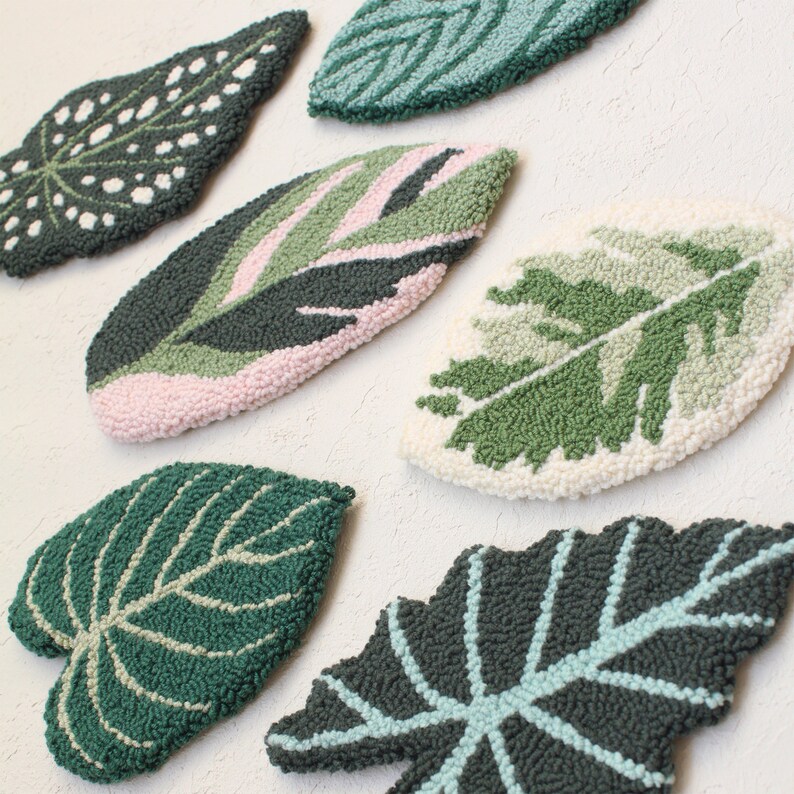 Plants Punch Needle Coasters, Tufted Drink Coaster, Plant Mug Rug, Coffee Table Decor, Tufted Mug Rug, Jewelry Display, Plant Lover Gift