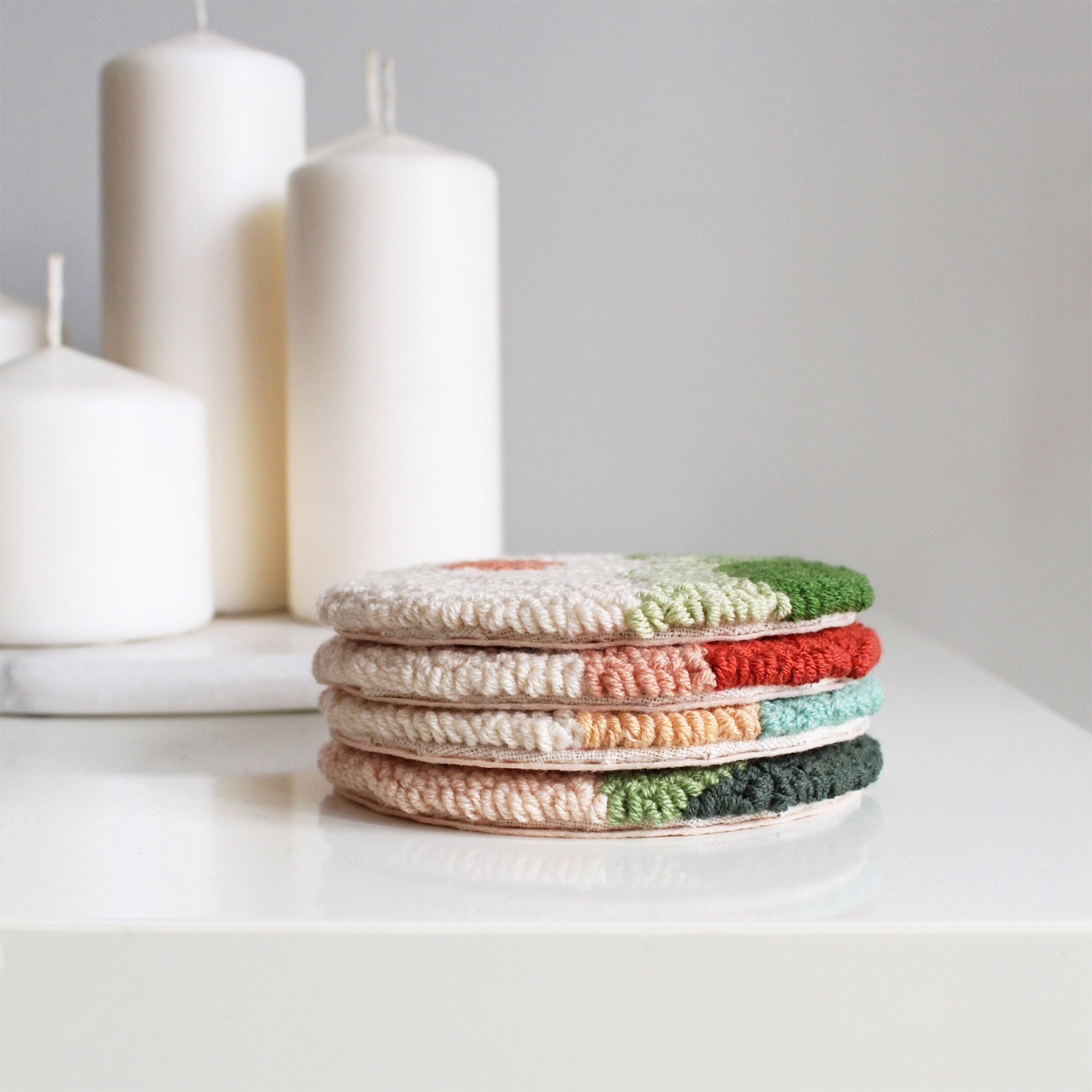 Punch Needle Coasters, Mug Rugs, Boho Coasters, Tufted Coasters ...