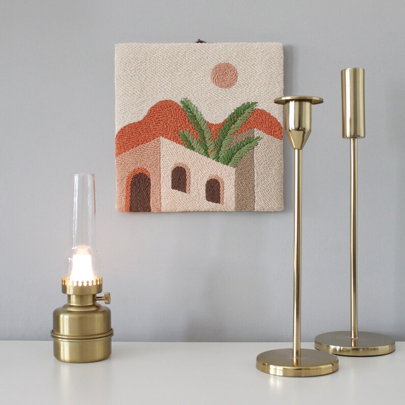 Punch Needle Wall Art, Boho Tufted Rug, Boho Wall Hanging, Terracotta Textile Art, Boho Arches Art, Hand Tufted Rug, Boho Gift