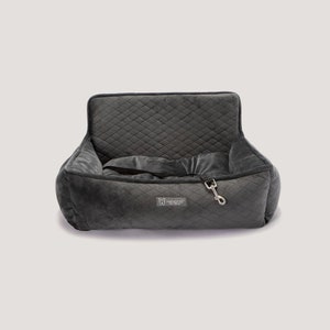 NANDOG PET Gear Luxury Microplush Soft Dog Car Seat Bed for Medium-Sized Breed (Quilted Dark Gray) Large, 22&#39;&#39; x 15&#39;&#39;